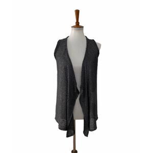 Calypso St Barth Womens Sleeveless Open Front Sequin Open Knit Vest Grey XS